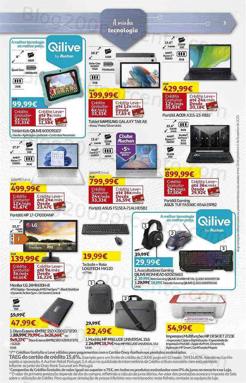 Antevisão Folheto AUCHAN Tecnologia Promoções de 18 janeiro a 6 fevereiro