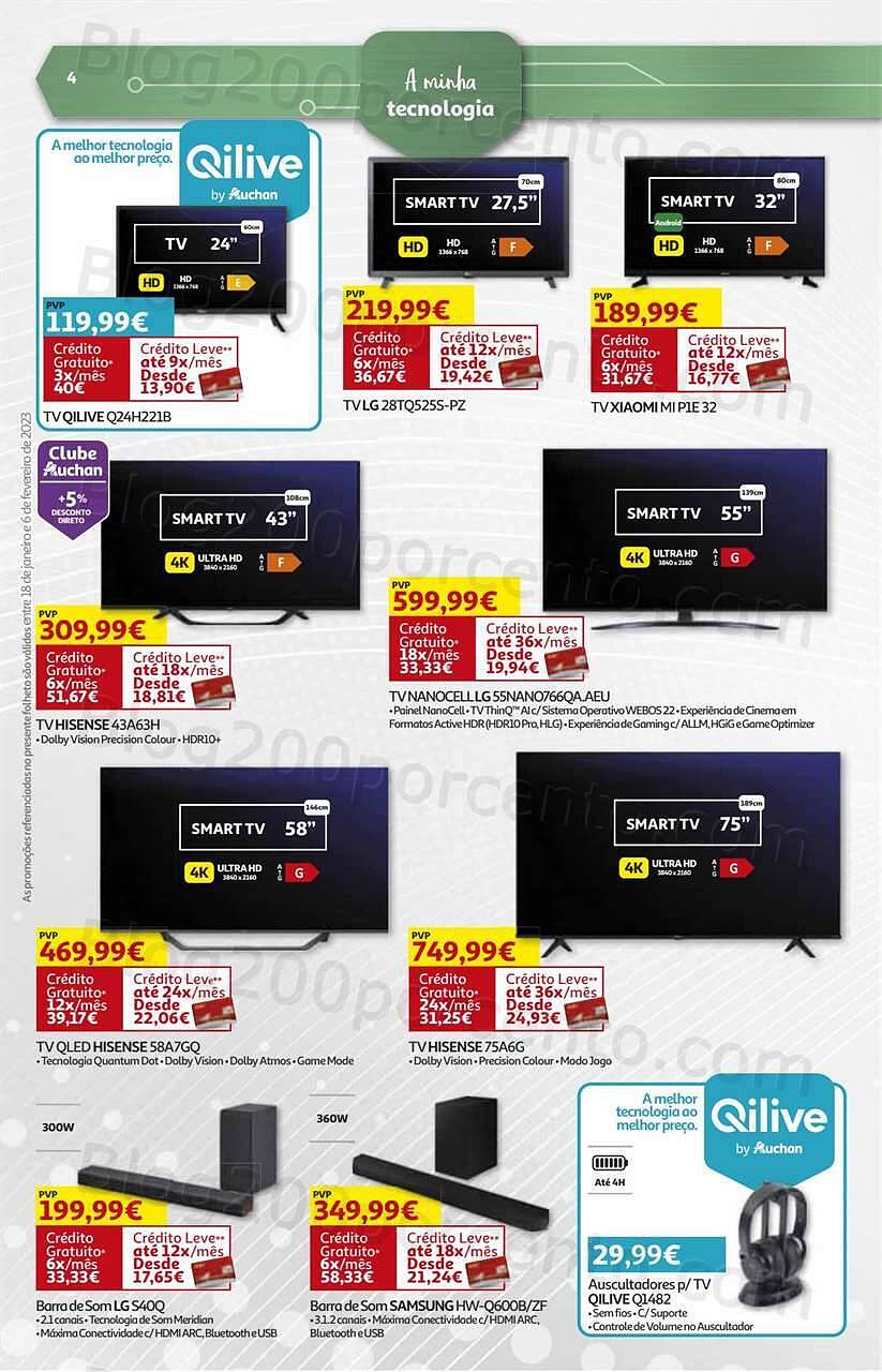 Antevisão Folheto AUCHAN Tecnologia Promoções de 18 janeiro a 6 fevereiro