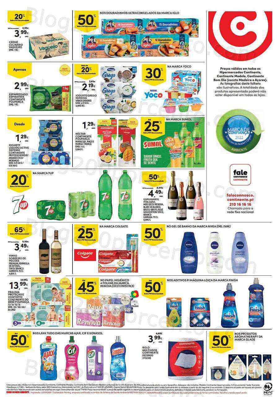 Antevisão Folheto CONTINENTE Promoções Fim de Semana - 13 a 16 janeiro