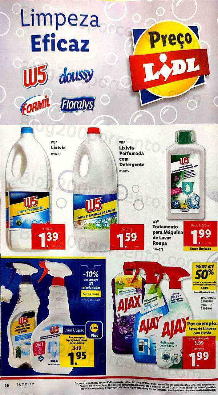 Antevisão Folheto LIDL Limpeza Promoções de 23 a 29 janeiro