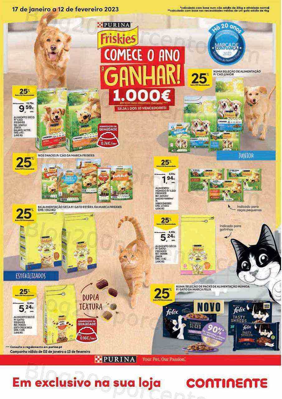 Antevisão Folheto CONTINENTE Pets Promoções de 17 janeiro a 12 fevereiro