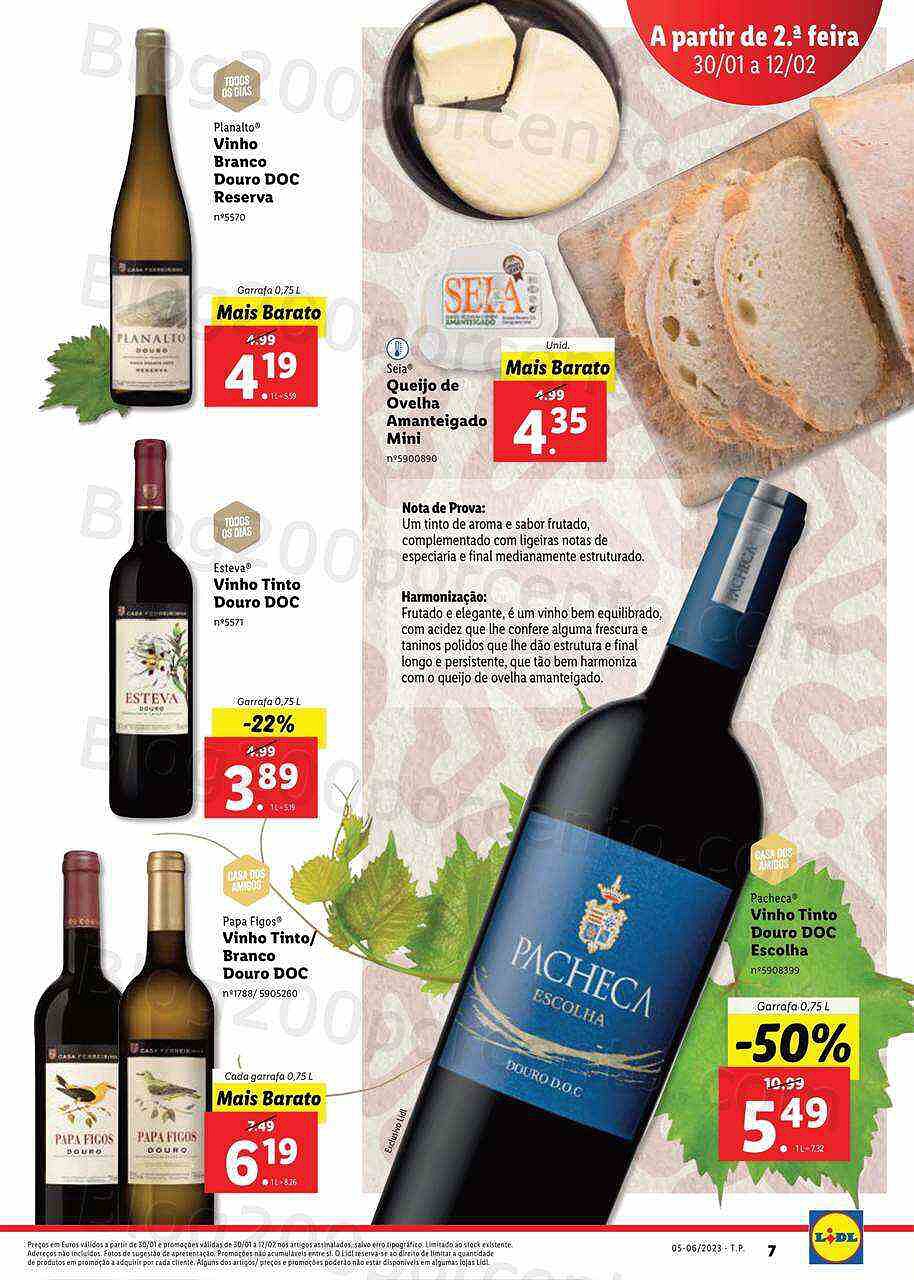 Antevisão Folheto LIDL Feira Queijos, Enchidos e Vinhos Promoções de 30 janeiro a 12 fevereiro