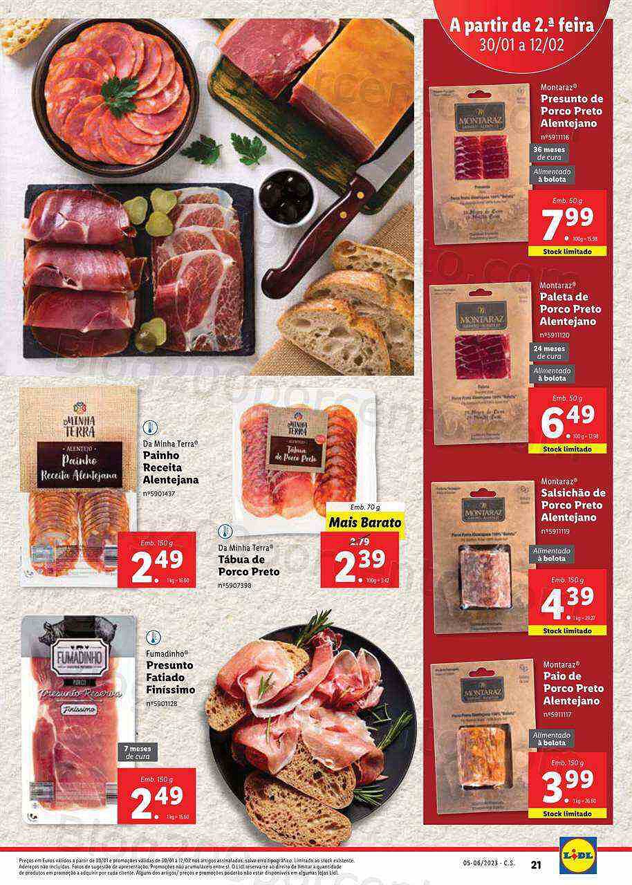 Antevisão Folheto LIDL Feira Queijos, Enchidos e Vinhos Promoções de 30 janeiro a 12 fevereiro
