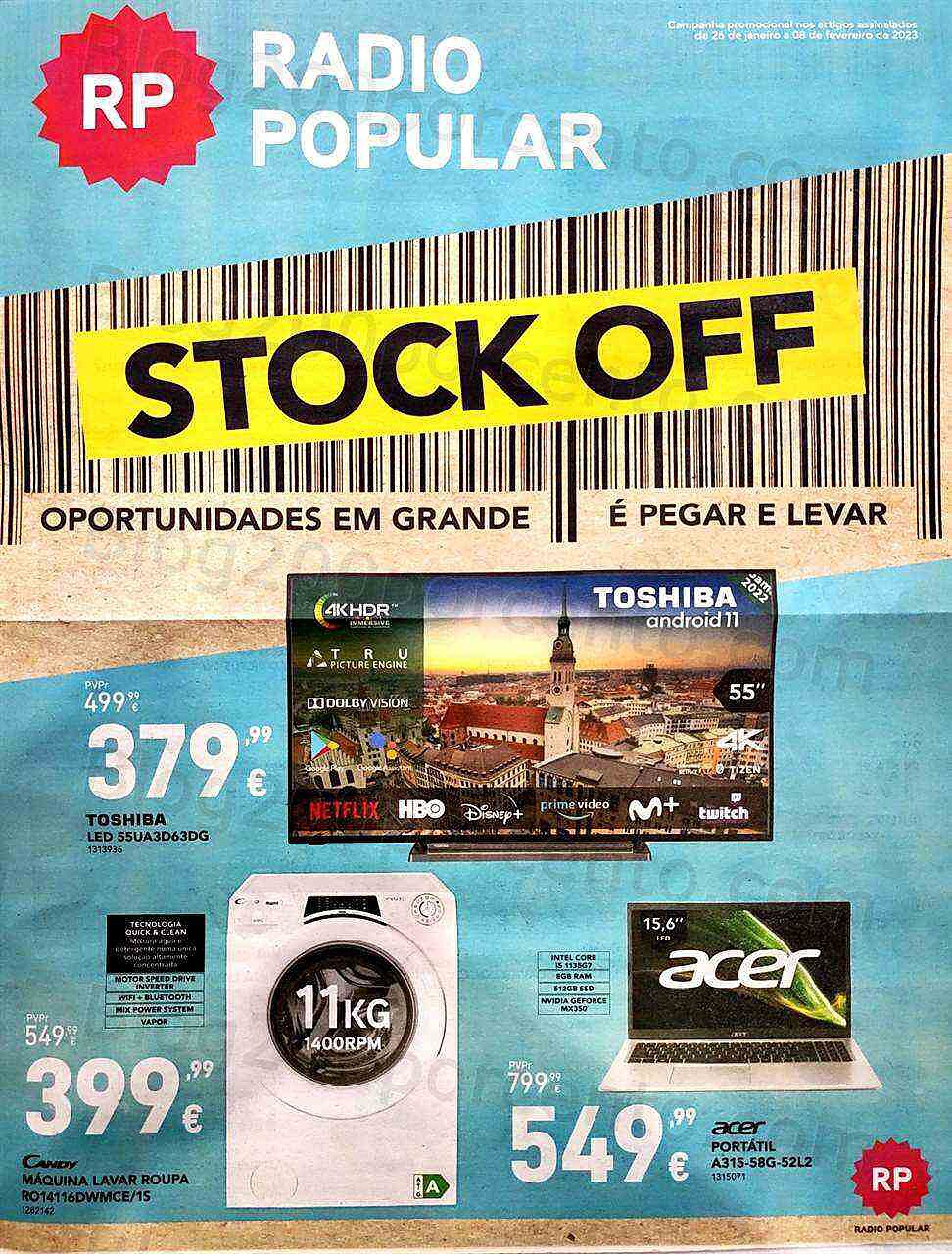 Antevisão Folheto RADIO POPULAR Stock Off Promoções de 26 janeiro a 8 fevereiro