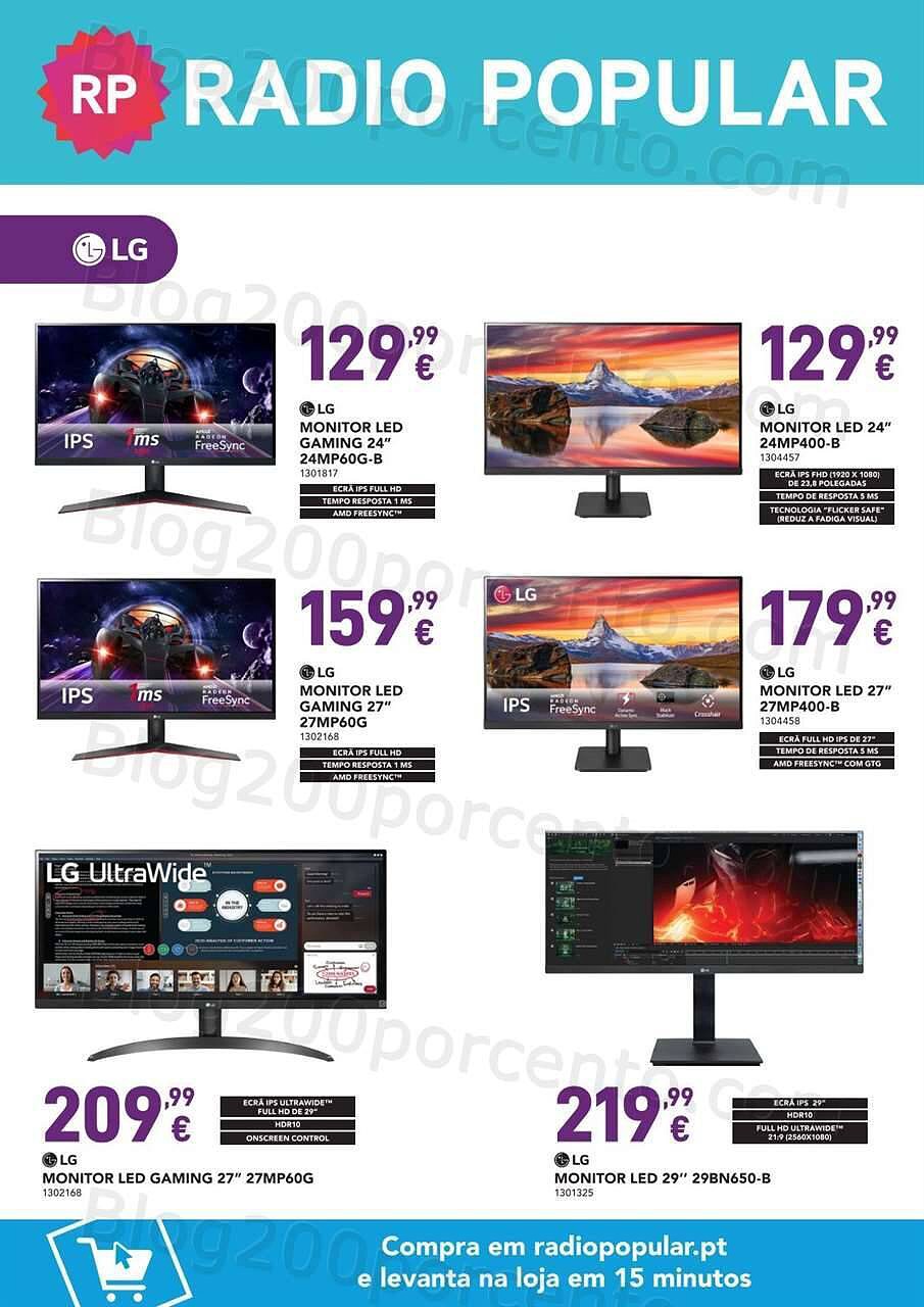 Antevisão Folheto RADIO POPULAR Especial Monitores Promoções até 22 fevereiro