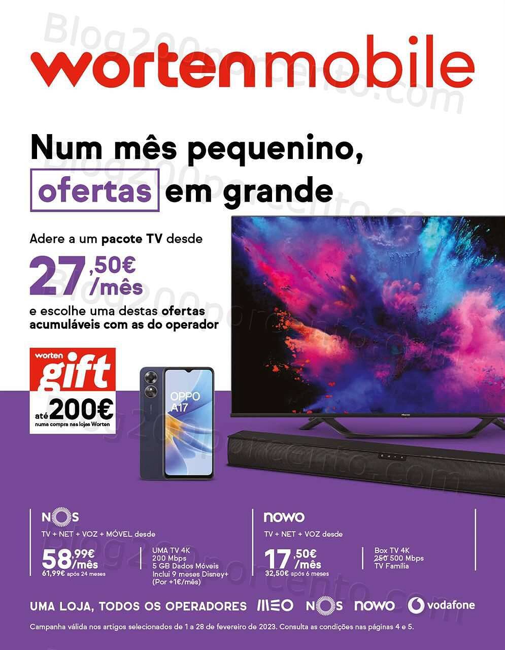 Antevisão Folheto WORTEN Mobile Promoções de 1 a 28 fevereiro
