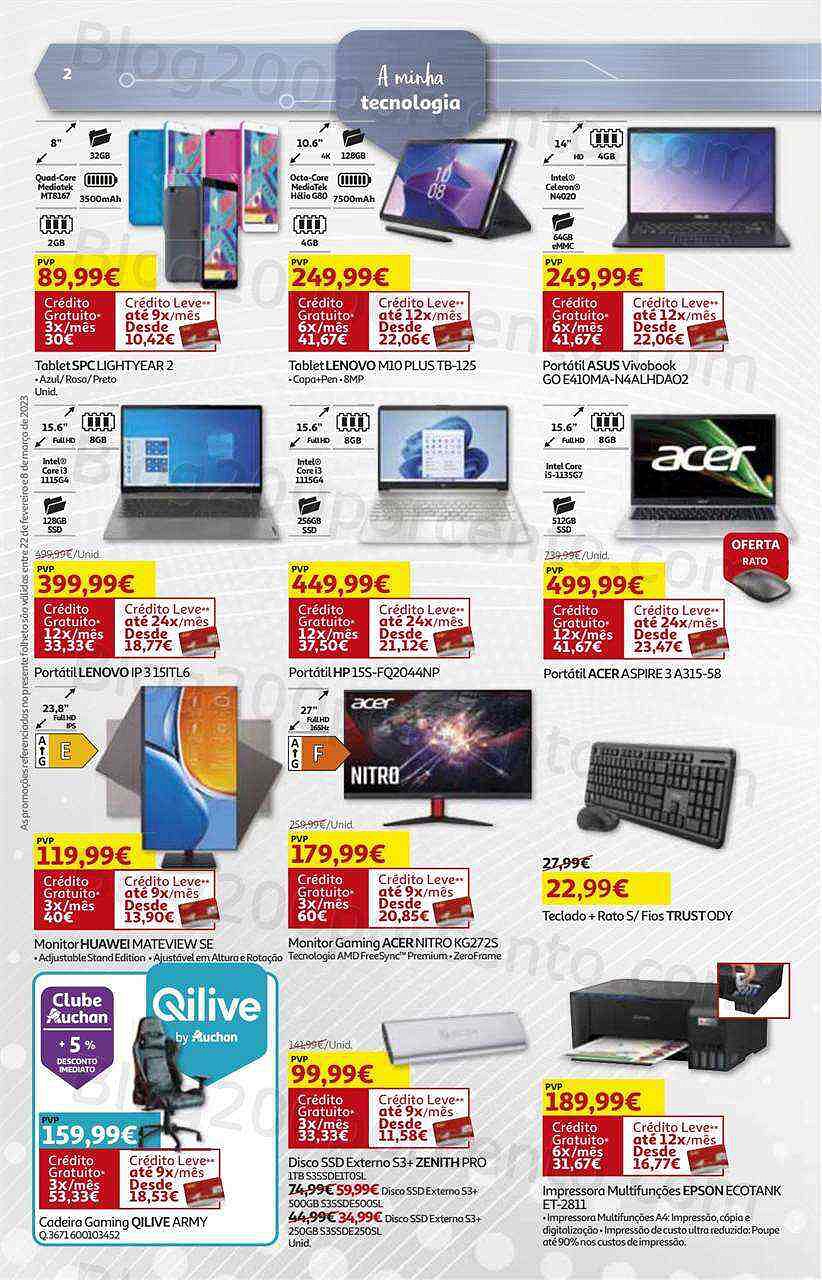 Antevisão Folheto AUCHAN Tecnologia Promoções de 22 fevereiro a 8 março