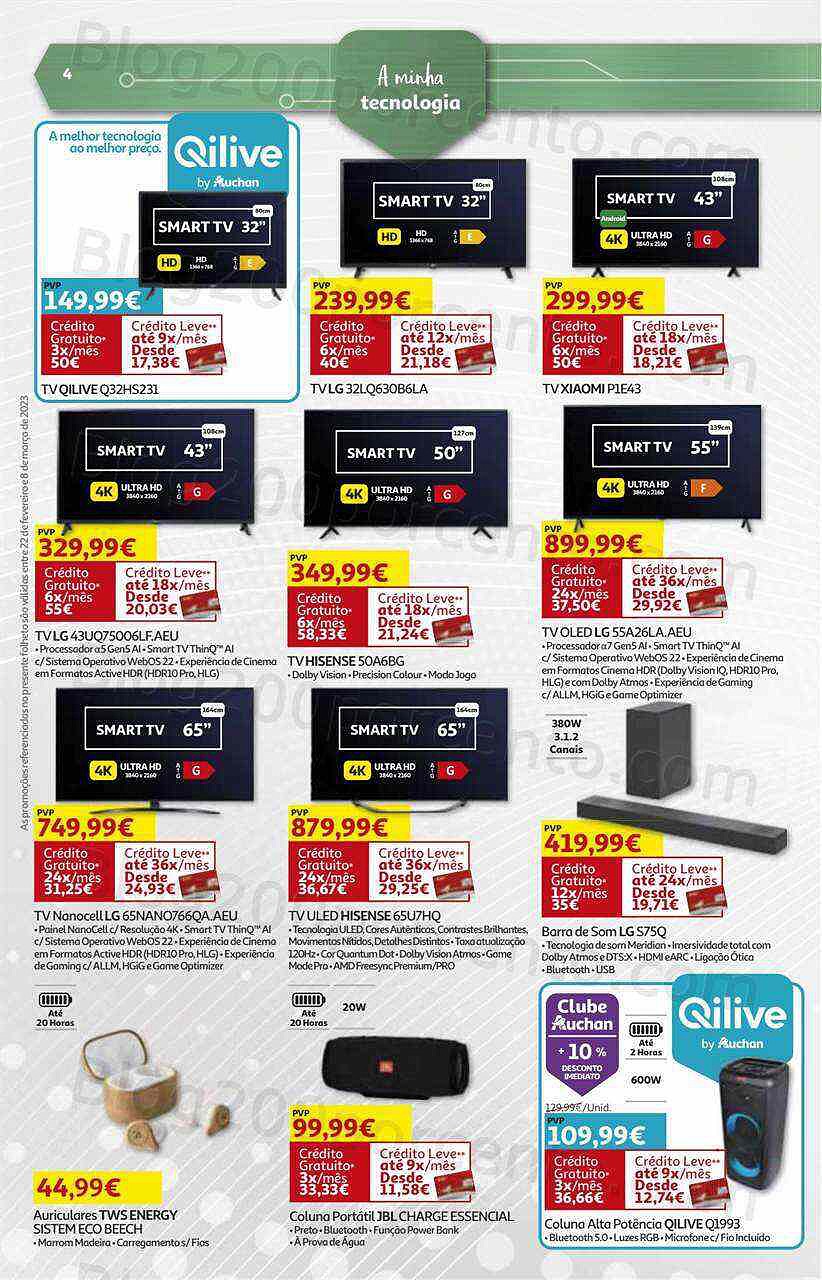 Antevisão Folheto AUCHAN Tecnologia Promoções de 22 fevereiro a 8 março
