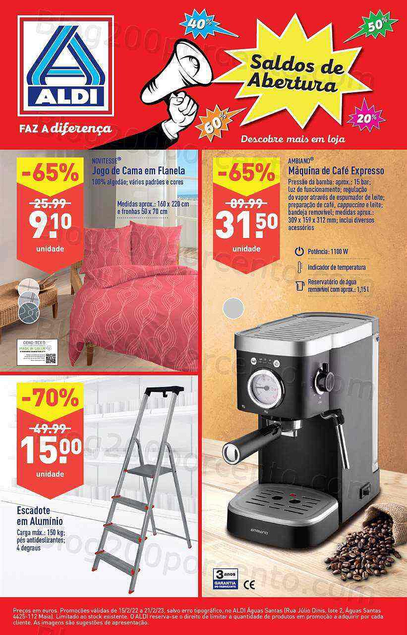 Antevisão Folheto ALDI Saldos de Abertura - Águas Santas - promoções de 15 a 21 fevereiro