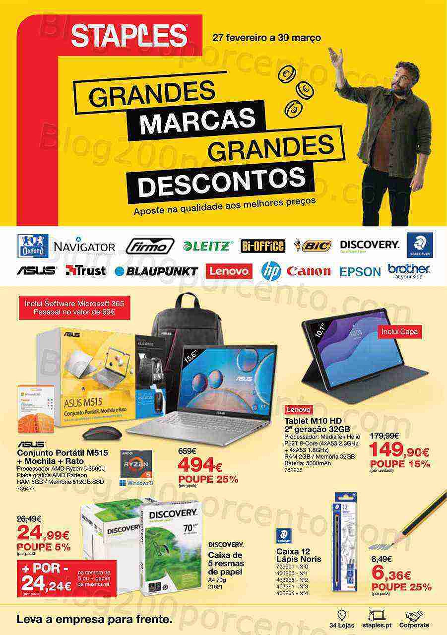 Antevisão Folheto STAPLES Promoções de 27 fevereiro a 30 março