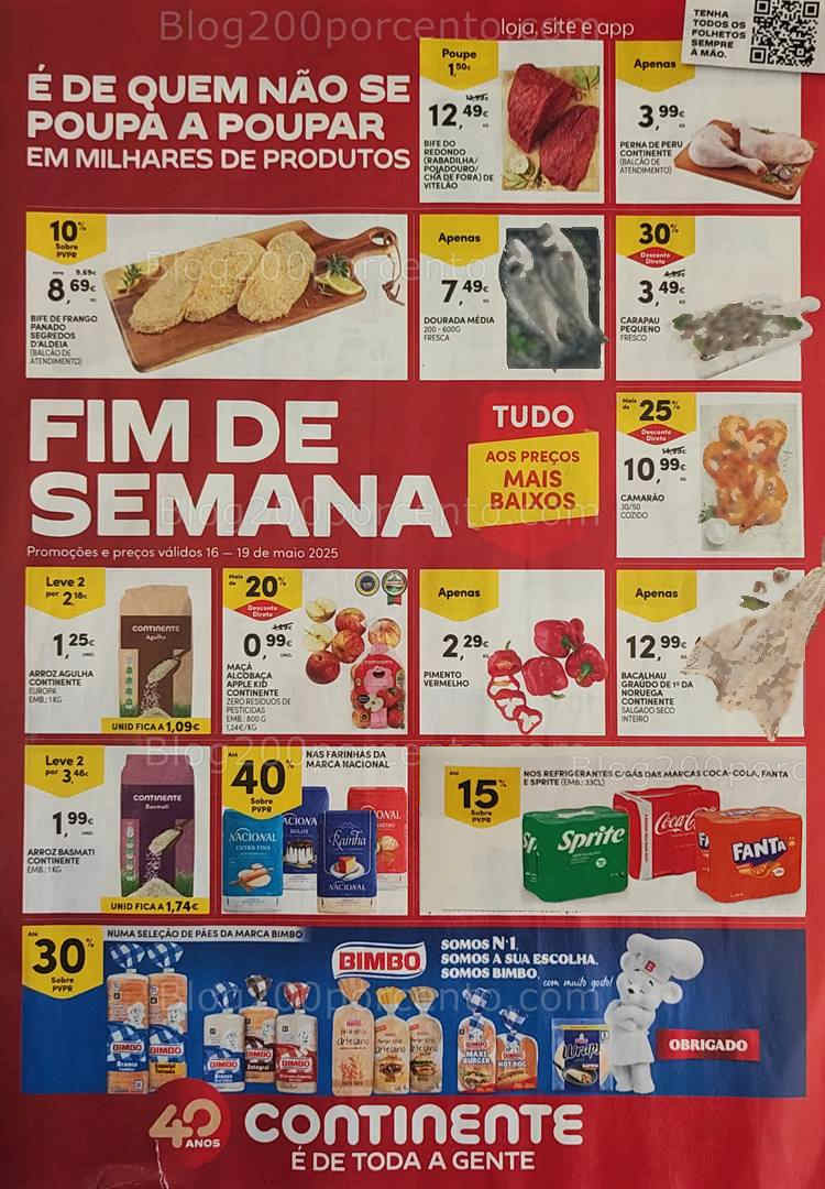 Antevisão Folheto CONTINENTE Promoções Fim de Semana - 16 a 19 maio