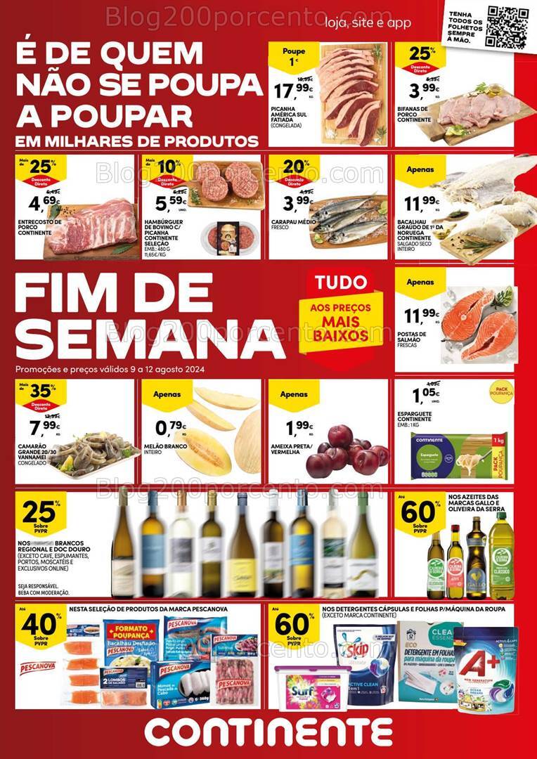 Antevisão Folheto CONTINENTE Promoções Fim de Semana - 9 a 12 agosto