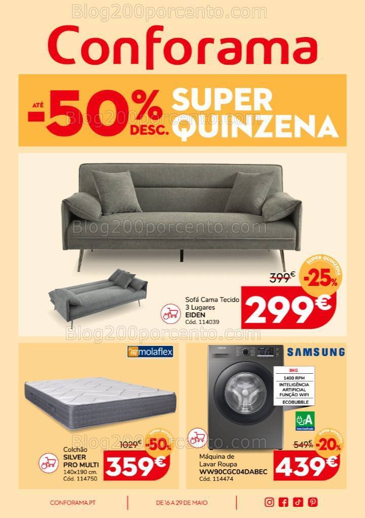 Antevisão Folheto CONFORAMA Promoções de 16 a 29 maio