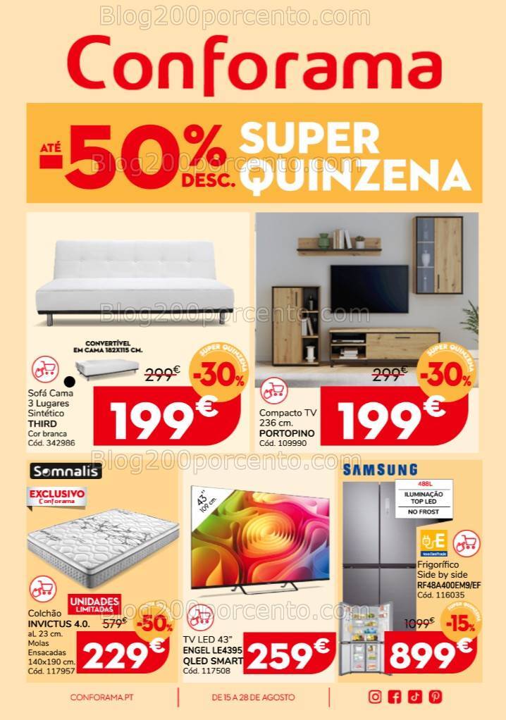 Antevisão Folheto CONFORAMA Promoções de 15 a 28 agosto