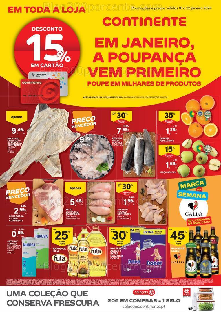 Antevisão Folheto CONTINENTE Promoções de 16 a 22 janeiro