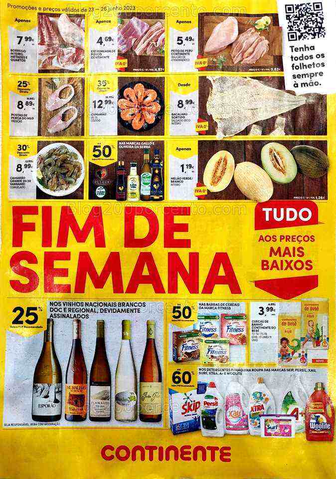 Antevisão Folheto CONTINENTE Promoções Fim de Semana - 23 a 26 junho