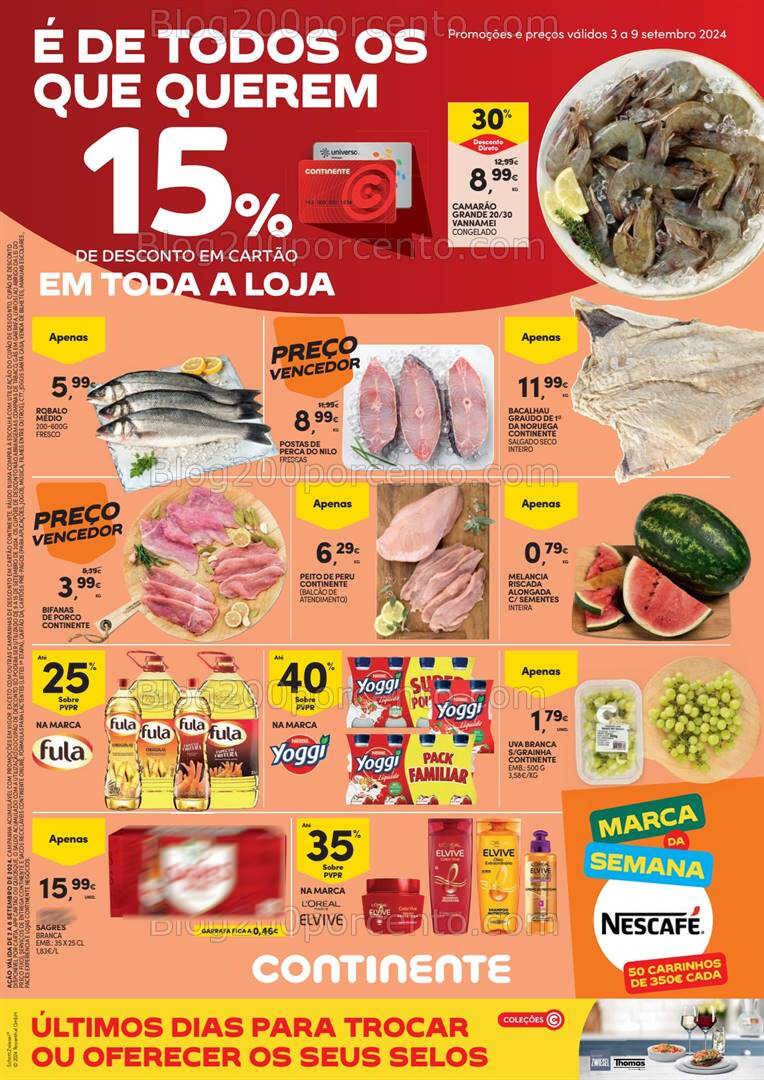 Antevisão Folheto CONTINENTE Promoções de 3 a 9 setembro