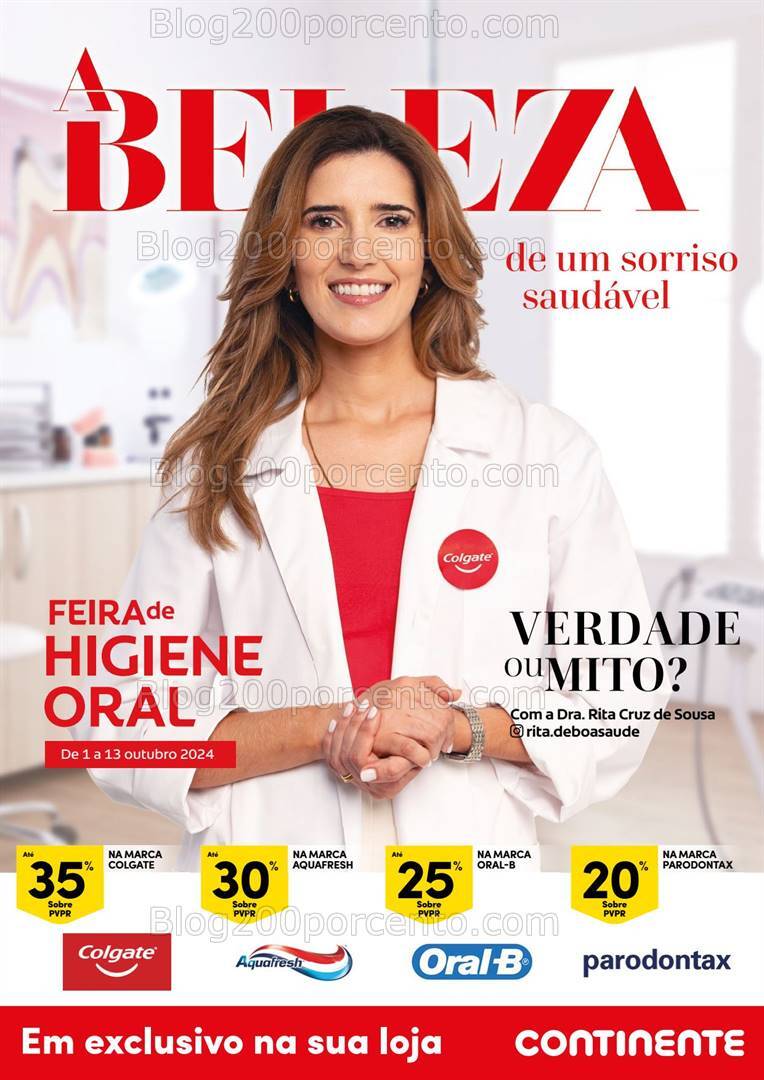 Antevisão Folheto CONTINENTE Feira Higiene Oral Promoções de 1 a 13 outubro