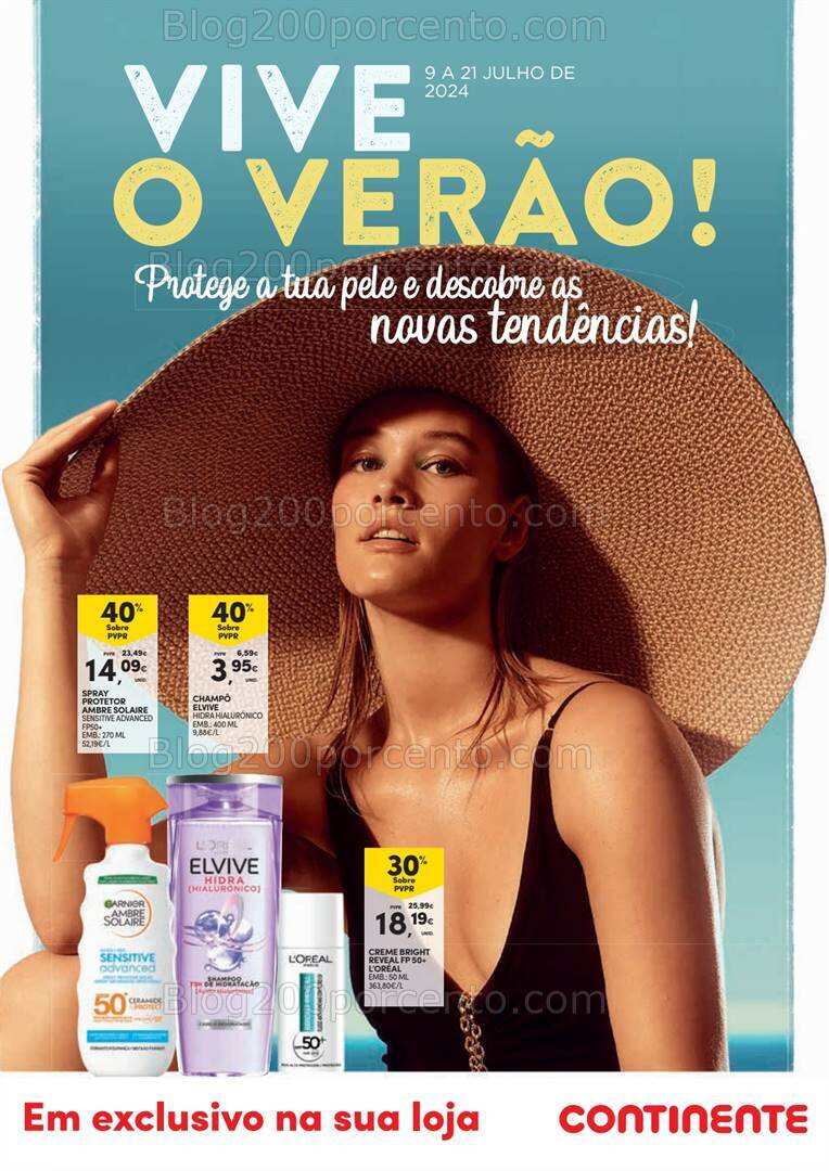 Antevisão Folheto CONTINENTE Verão Beleza Promoções de 9 a 21 julho