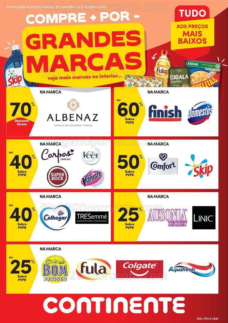 Antevisão Folheto CONTINENTE Grandes Marcas Promoções de 26 setembro a 8 outubro