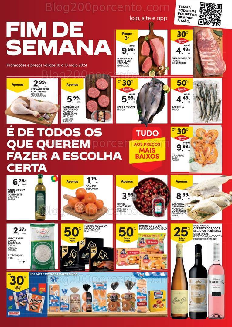 Antevisão Folheto CONTINENTE Promoções Fim de Semana - 10 a 13 maio