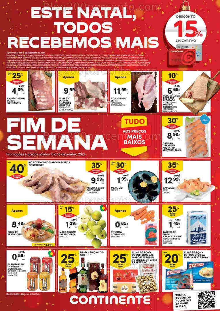 Antevisão Folheto CONTINENTE Promoções Fim de Semana - 13 a 16 dezembro
