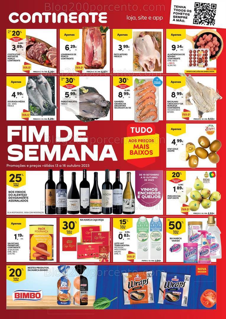 Antevisão Folheto CONTINENTE Promoções Fim de Semana - 13 a 16 outubro
