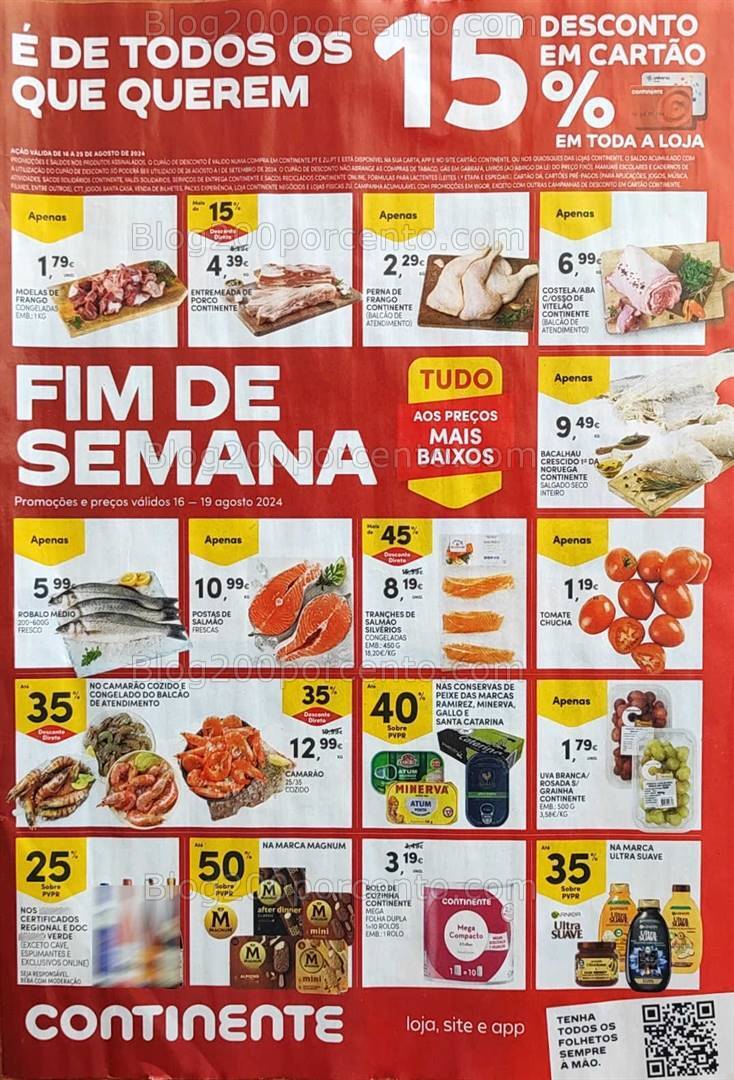 Antevisão Folheto CONTINENTE Promoções Fim de Semana - 16 a 19 agosto