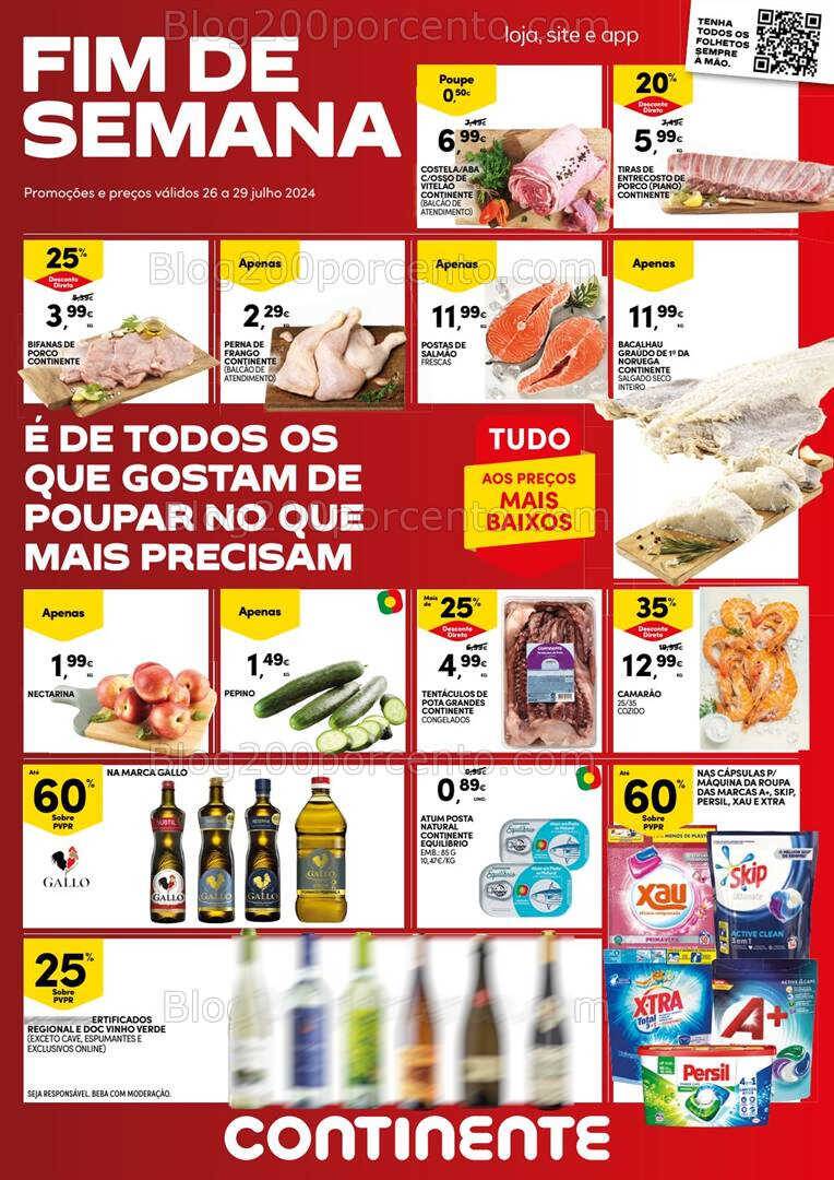 Antevisão Folheto CONTINENTE Promoções Fim de Semana - 26 a 29 julho