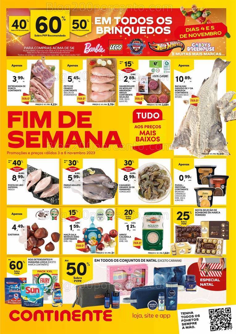 Antevisão Folheto CONTINENTE Promoções Fim de Semana - 3 a 6 novembro