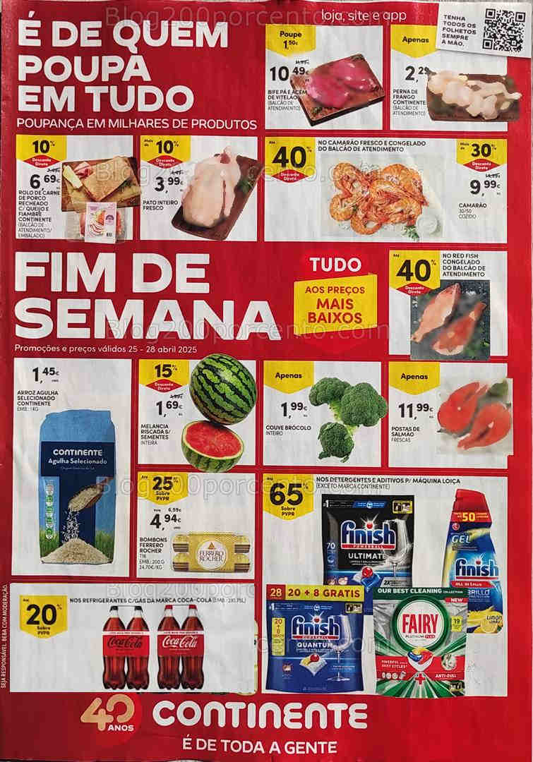 Antevisão Folheto CONTINENTE Promoções Fim de Semana de 25 a 28 abril