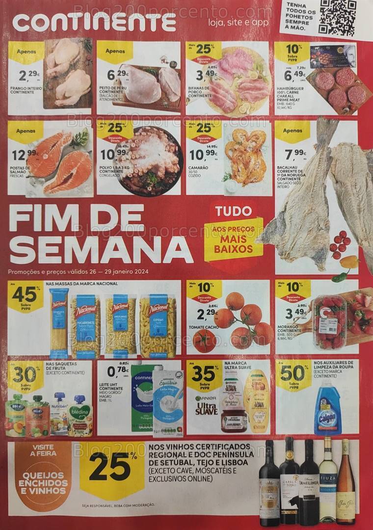 Antevisão Folheto CONTINENTE Fim de Semana Promoções de 26 a 29 janeiro