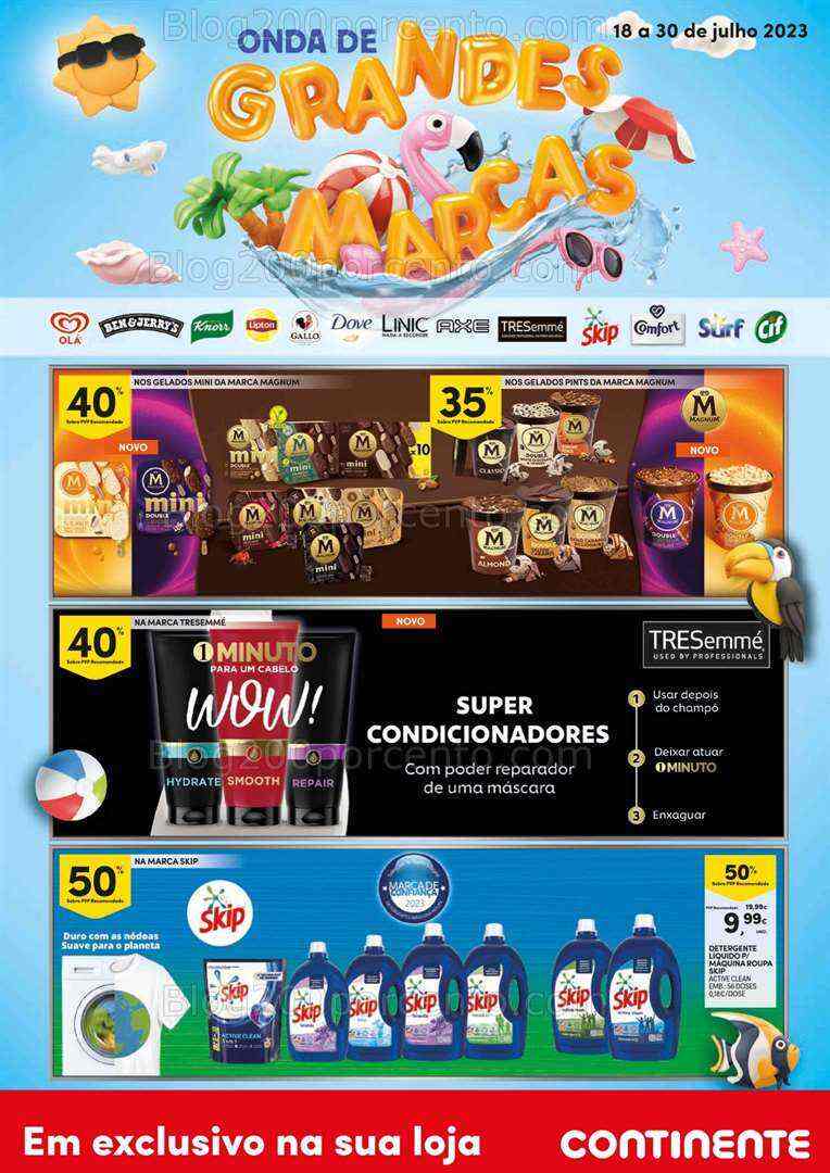 Antevisão Folheto CONTINENTE Grandes Marcas Verão Promoções de 18 a 30 julho
