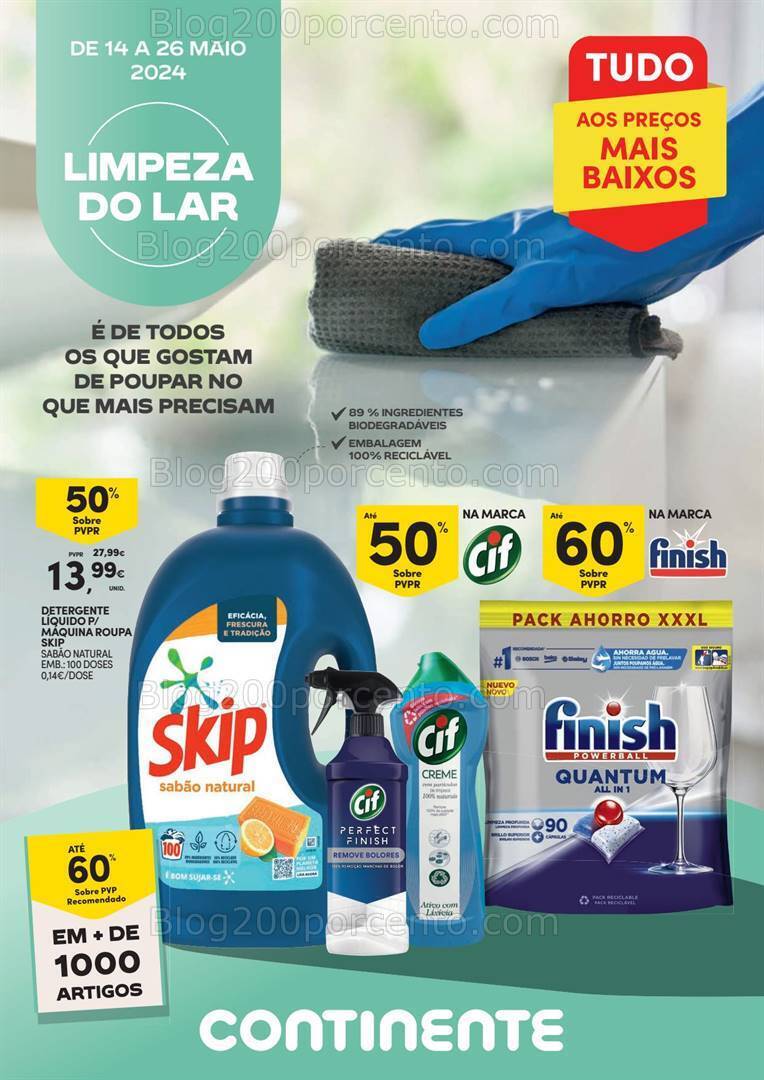 Antevisão Folheto CONTINENTE Limpeza Promoções de 14 a 26 maio