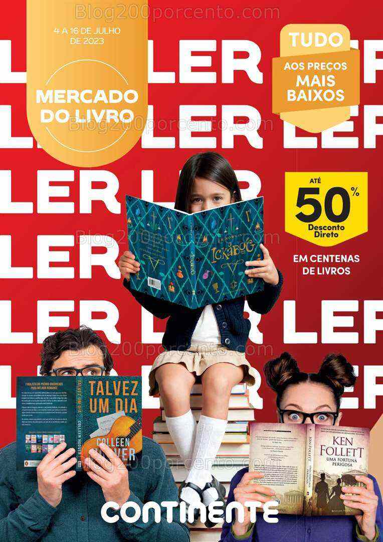 Antevisão Folheto CONTINENTE Mercado do Livro Promoções de 4 a 16 julho
