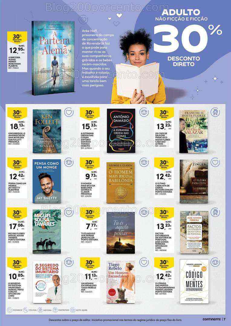 Antevisão Folheto CONTINENTE Mercado do Livro Promoções de 4 a 16 julho