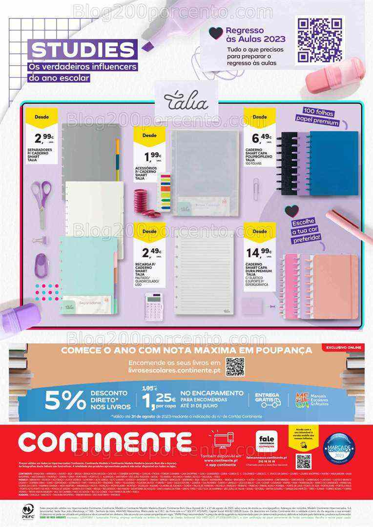 Antevisão Folheto CONTINENTE Regresso às Aulas Promoções de 1 a 27 agosto