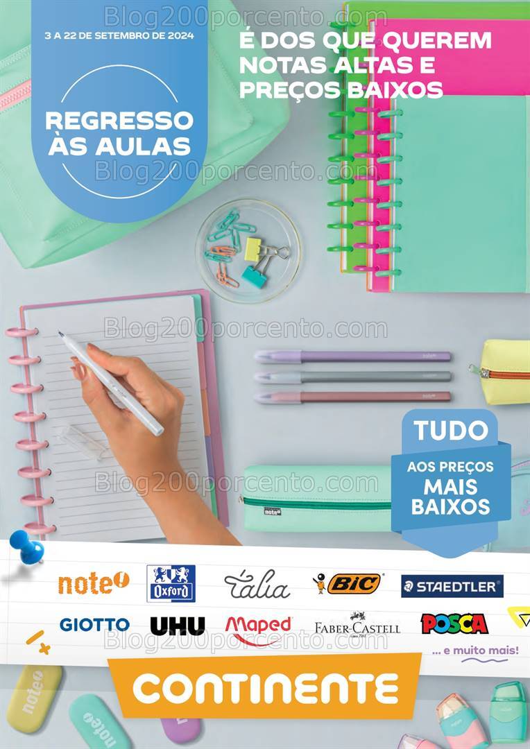 Antevisão Folheto CONTINENTE Regresso às Aulas Promoções de 3 a 22 setembro