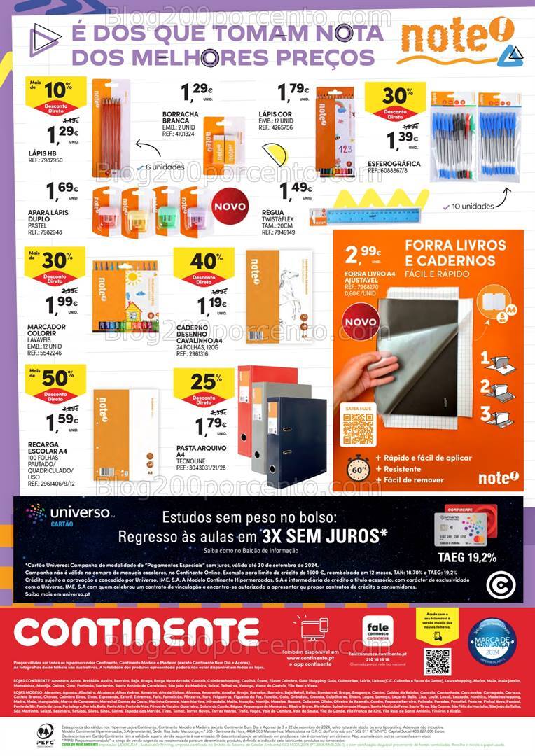 Antevisão Folheto CONTINENTE Regresso às Aulas Promoções de 3 a 22 setembro