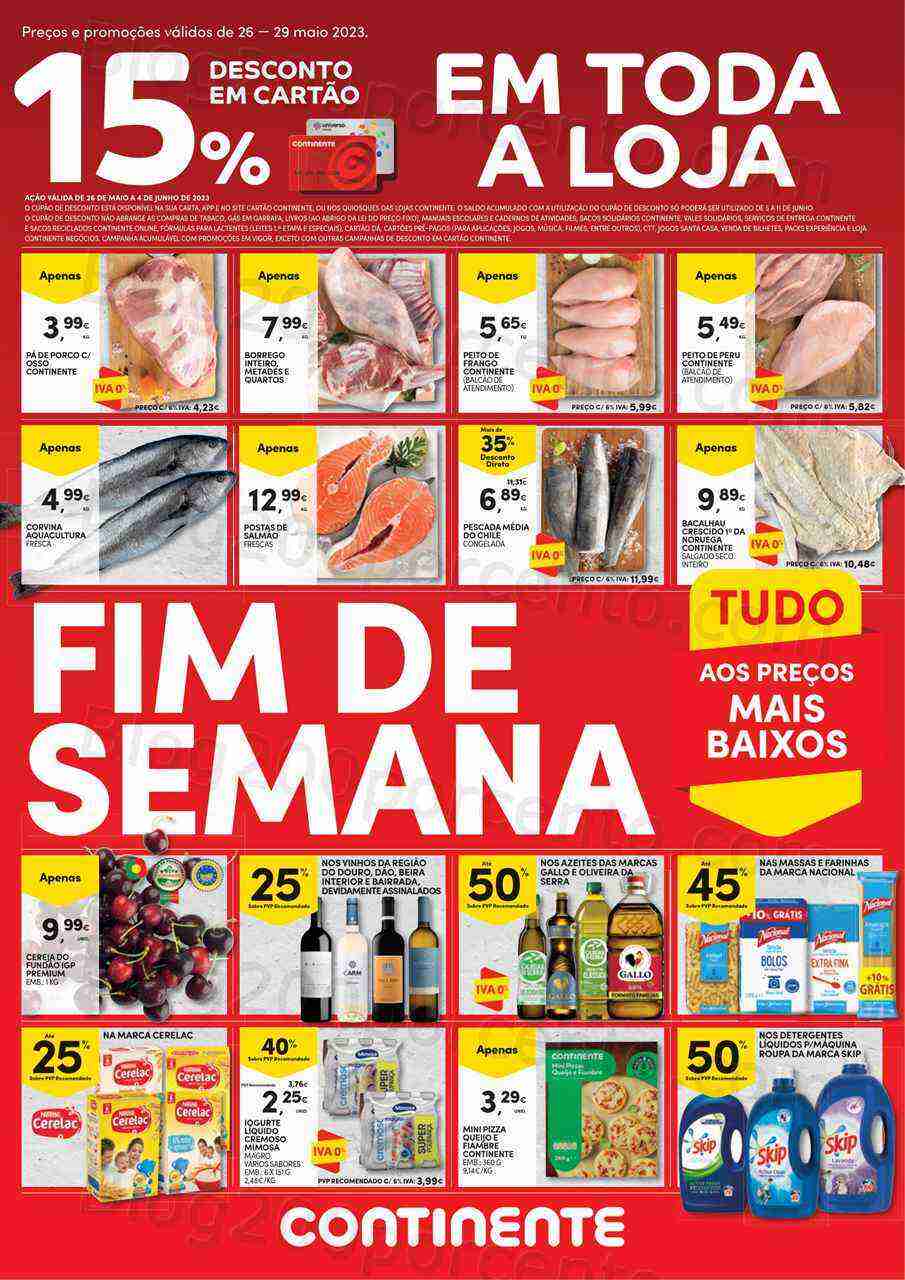 Antevisão Folheto CONTINENTE Promoções Fim de Semana - 26 a 29 maio