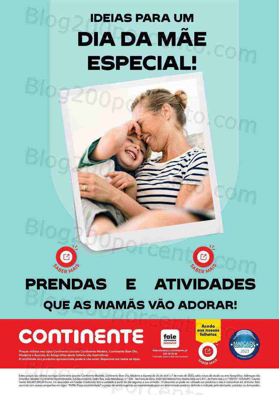 Antevisão Folheto CONTINENTE Dia da Mãe Promoções de 25 abril a 7 maio