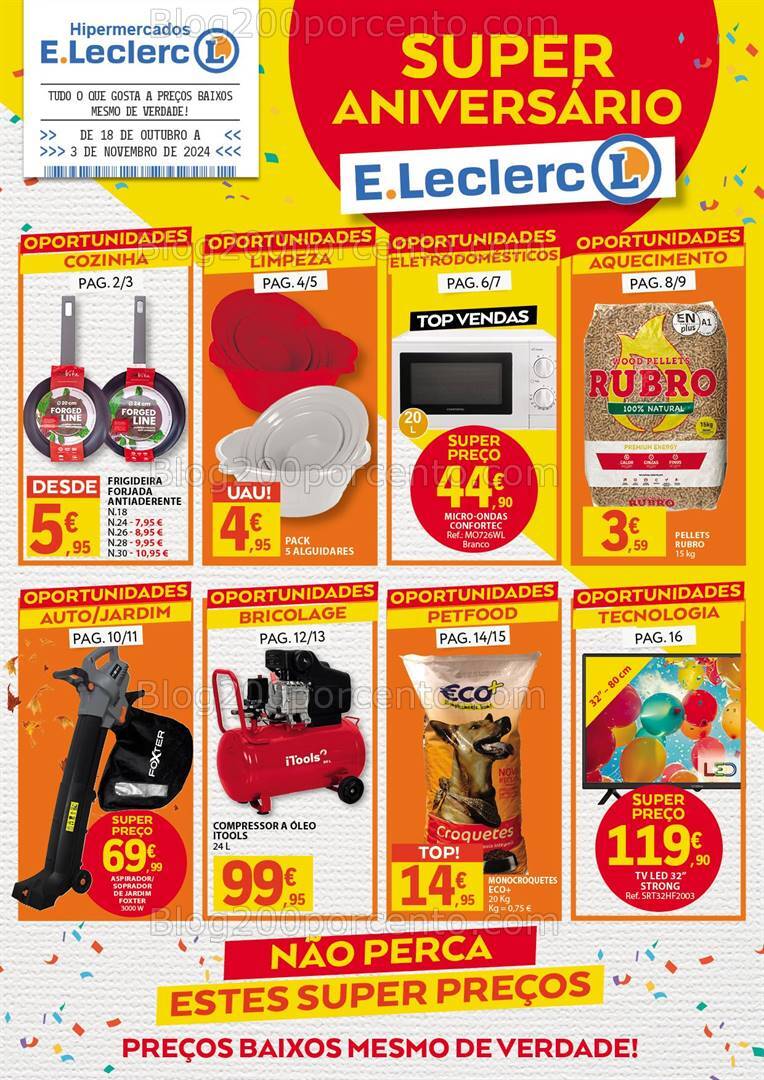 Antevisão Folheto E-LECLERC Aniversário Promoções de 18 outubro a 3 novembro