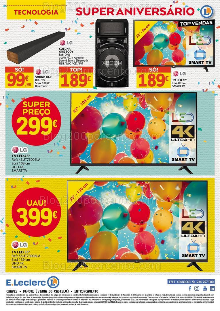 Antevisão Folheto E-LECLERC Aniversário Promoções de 18 outubro a 3 novembro