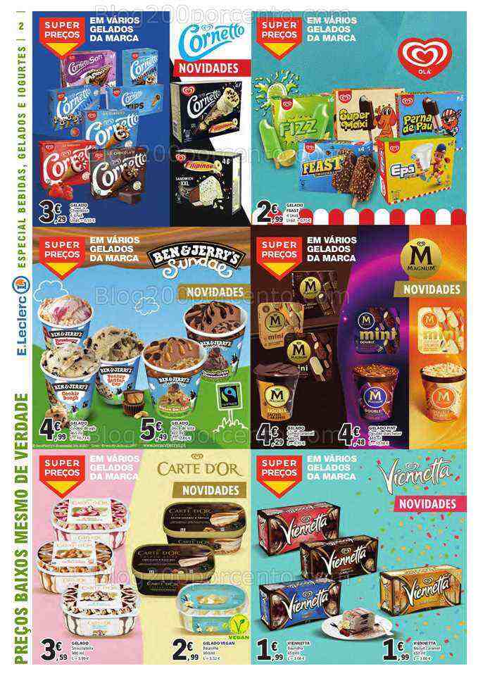 Antevisão Folheto E-LECLERC Especial Gelados e Bebidas Promoções de 27 junho a 9 julho