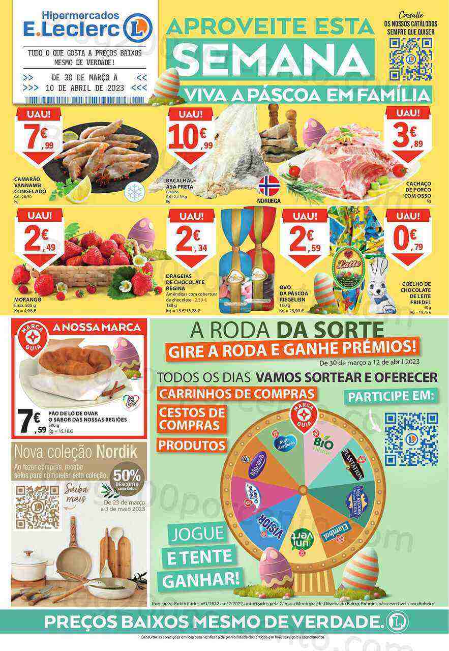 Antevisão Folheto E-LECLERC Páscoa Promoções de 30 março a 10 abril