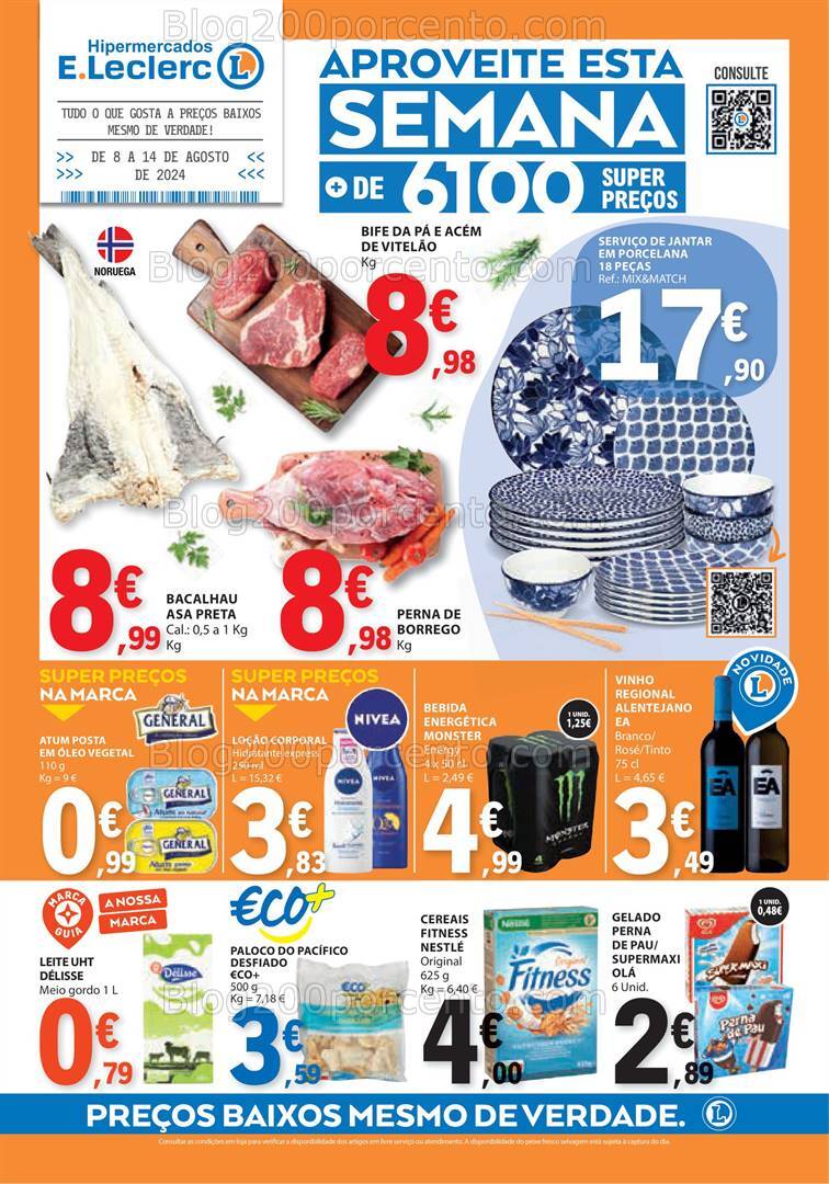 Antevisão Folheto E-LECLERC Promoções de 8 a 14 agosto