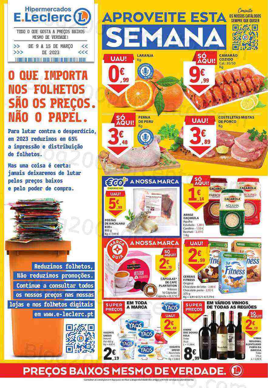 Antevisão Folheto E-LECLERC Promoções de 9 a 15 março