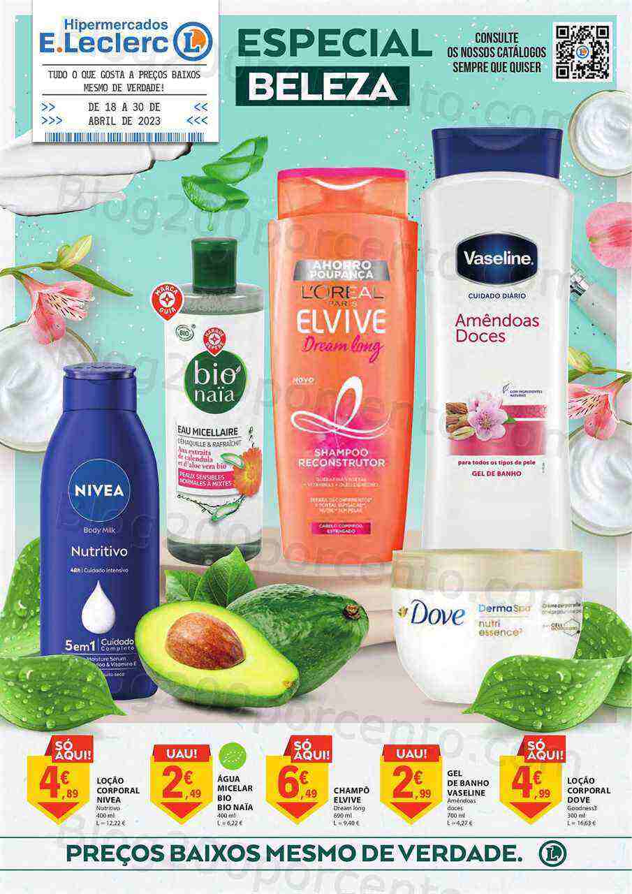Antevisão Folheto E-LECLERC Especial Beleza Promoções de 18 a 30 abril