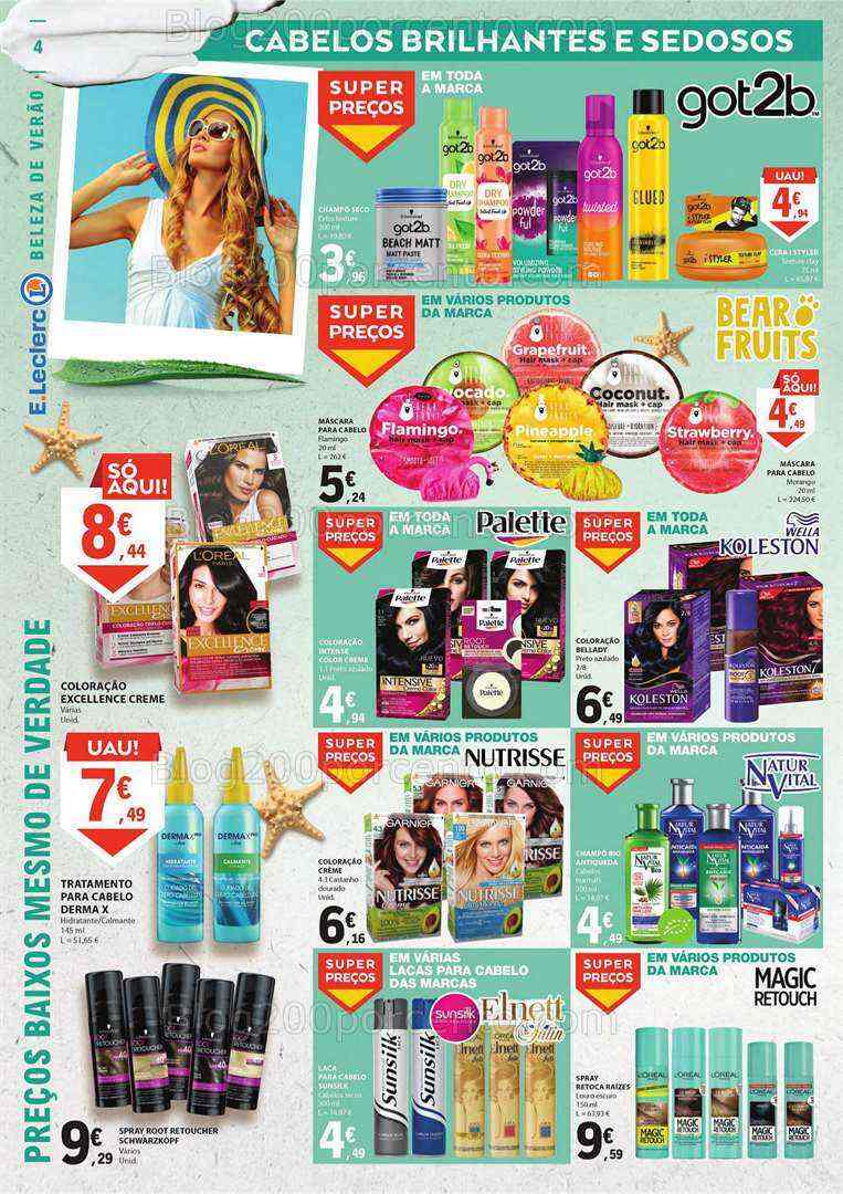Antevisão Folheto E-LECLERC Especial Beleza Promoções de 4 a 16 julho