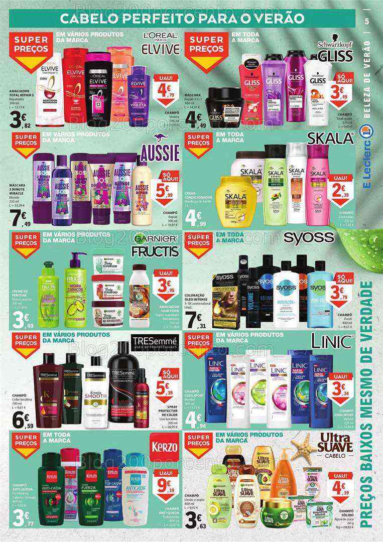 Antevisão Folheto E-LECLERC Especial Beleza Promoções de 4 a 16 julho